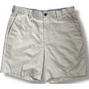 Brooks Brothers Mens Golf Shorts Tan Performance Polyester Flat Front W34